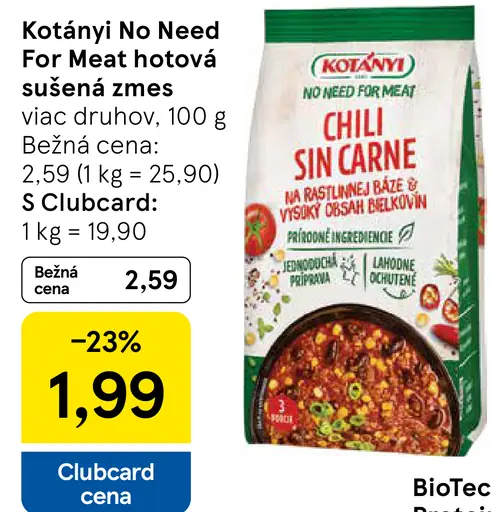 Kotányi No Need For Meat hotová suchá zmes Chili sin carne
