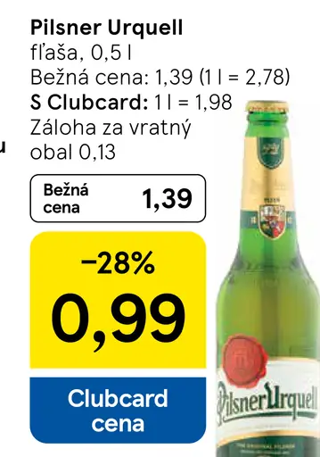 Pilsner Urquell pivo fľaša