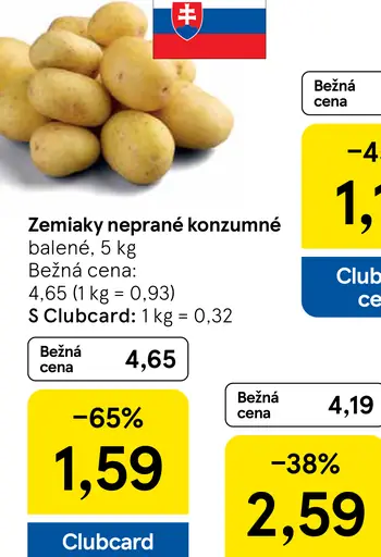 Tesco zemiaky neprané konzumné balené