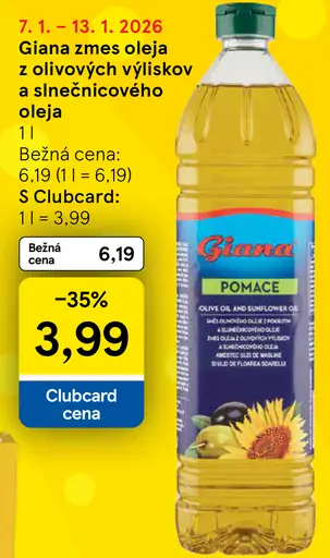 Giana zmes oleja z olivových výliskov a zo slnečnicového oleja