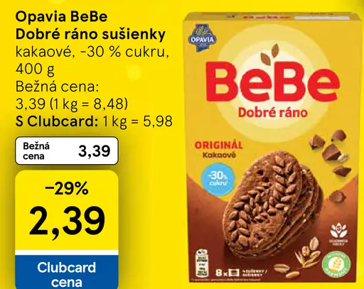 Opavia BeBe Dobré Ráno kakaové sušienky -30% cukru