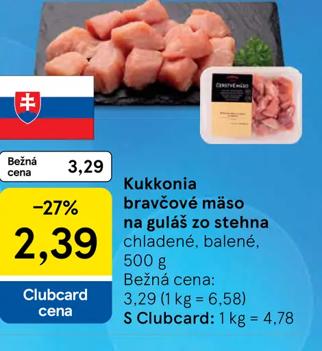 Kukkonia bravčové mäso na guláš zo stehna