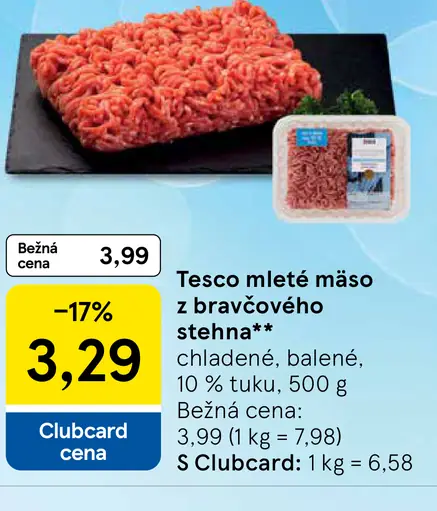 Tesco mleté mäso z bravčového stehna 10 % tuku