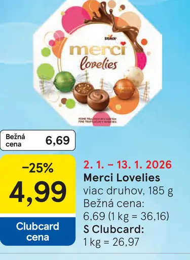 Merci Lovelies pralinky viac druhov