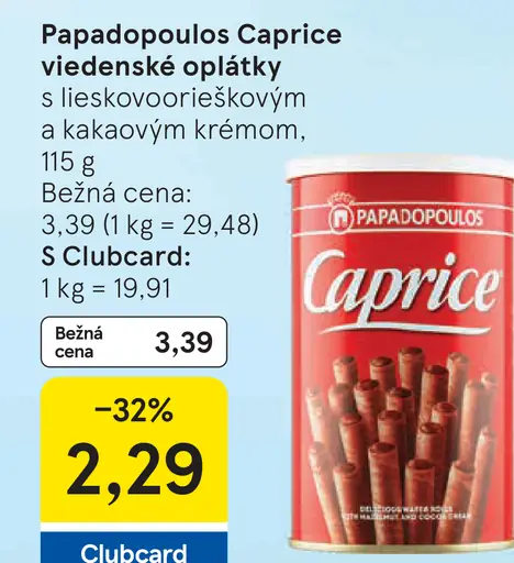 Papadopoulos Caprice Viedenské oplátky s lieskovoorieškovým a kakaovým krémom