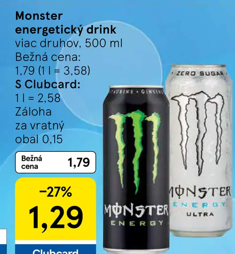 Monster energetický drink viac druhov