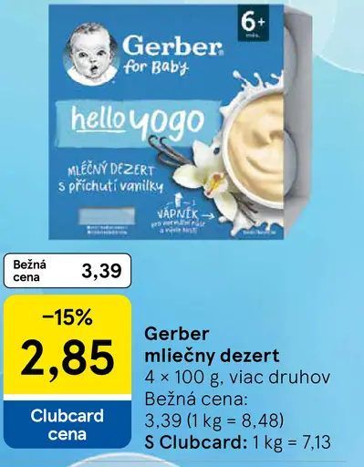 Gerber mliečny dezert