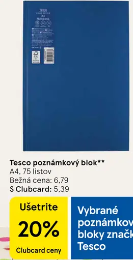 Tesco poznámkový blok A4