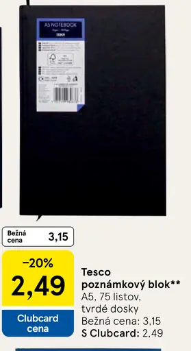 Tesco poznámkový blok A5 tvrdé dosky