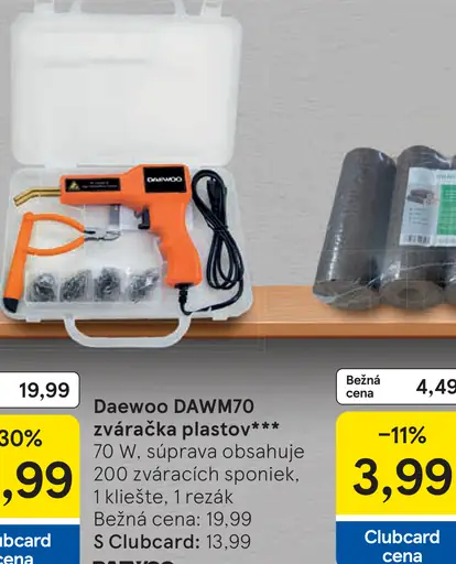 Daewoo DAWM70 zváračka plastov, súprava so sponkami, kliešťami a rezákom
