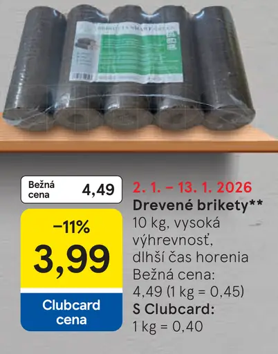 Drevené brikety s dlhou dobou horenia