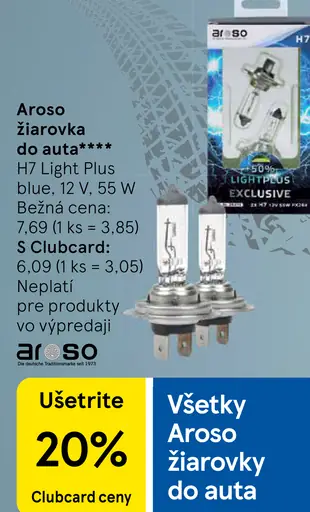 Aroso žiarovka do auta H7 Light Plus blue