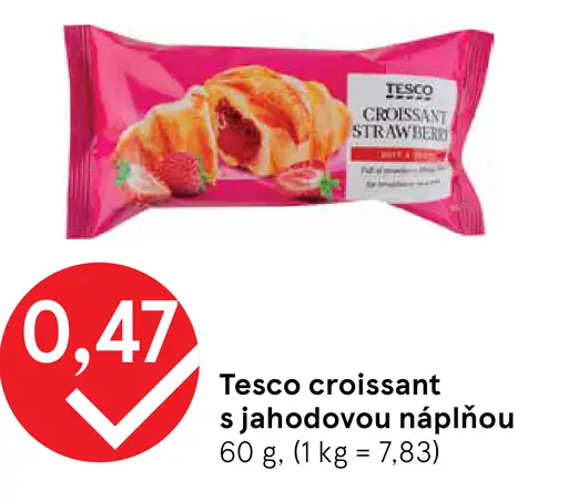 Tesco croissant s jahodovou náplňou
