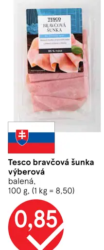 Tesco bravčová šunka výberová balená