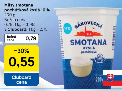 Milsy Smotana pochúťková kyslá 16%