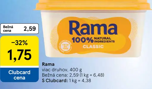 Rama rastlinný tuk na natieranie 100 % natural ingredients classic