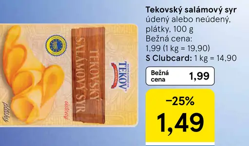 Tekovský salámový syr údený alebo neúdený