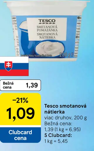 Tesco smotanová nátierka