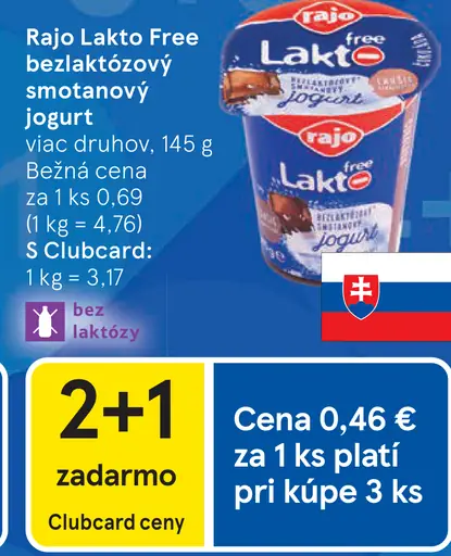 Rajo Bezlaktózový smotanový jogurt