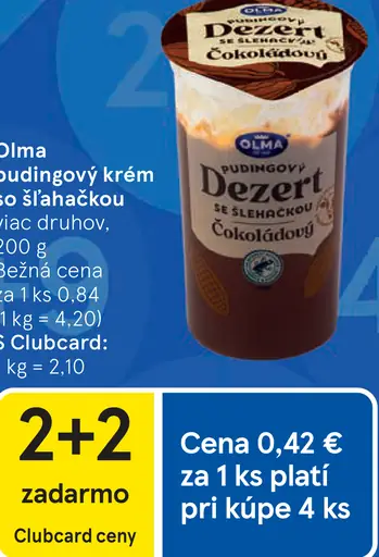 Olma pudingový krém so šľahačkou