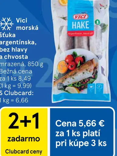 Vici morská štuka argentínska bez hlavy a chvosta mrazená