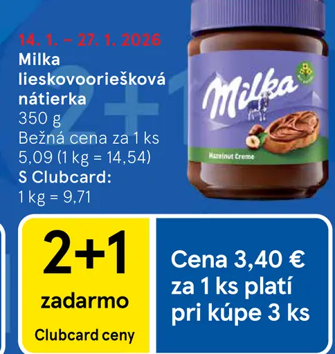 Milka Lieskovooriešková nátierka