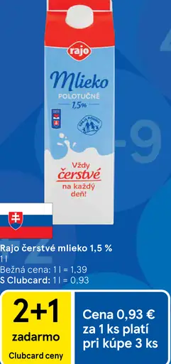 Rajo čerstvé mlieko 1,5 %
