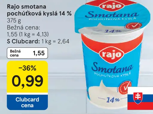 Rajo Smotana pochúťková kyslá 14%