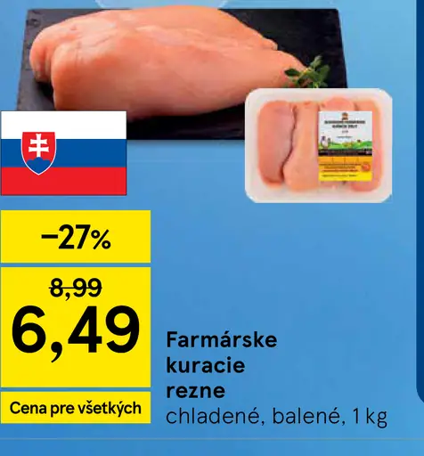Farmárske kuracie rezne chladené, balené