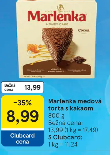 Marlenka Medová torta s kakaom