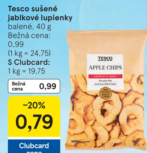 Tesco sušené jablkové lupienky