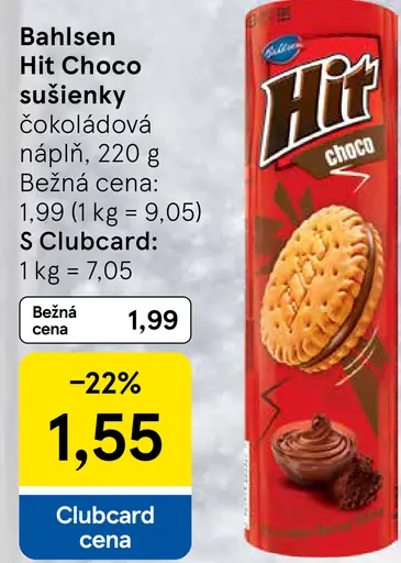 Bahlsen Hit Choco sušienky s náplňou s čokoládovou príchuťou