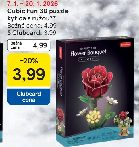 Cubic Fun 3D puzzle kytica s ružou
