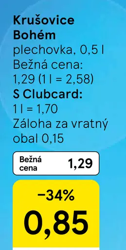 Krušovice Bohém pivo ležák plechovka