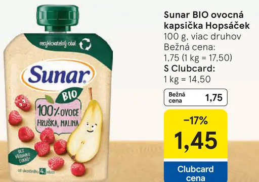 Sunar BIO ovocná kapsička Hopsáček