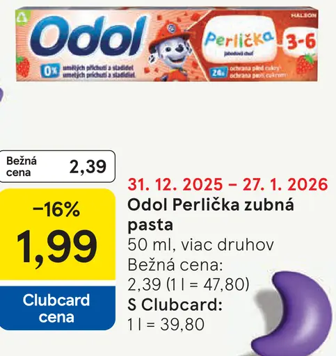 Odol Perlička zubná pasta 3-6