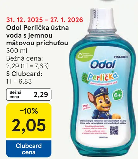 Odol Perlička ústna voda s jemnou mätovou príchuťou 6+