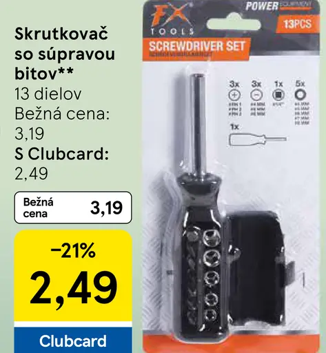 FX Tools skrutkovač so súpravou bitov 13 ks
