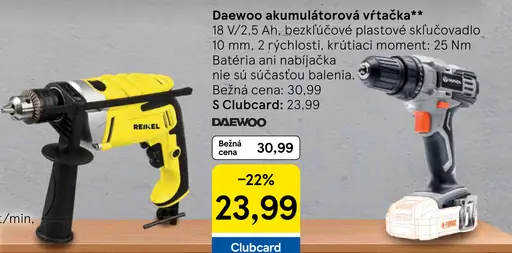 Daewoo akumulátorová vŕtačka