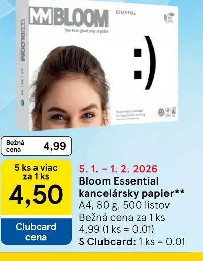 Bloom Essential kancelársky papier A4, 80 g, 500 listov