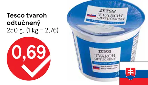 Tesco tvaroh odtučnený