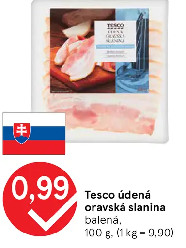 Tesco údená oravská slanina balená