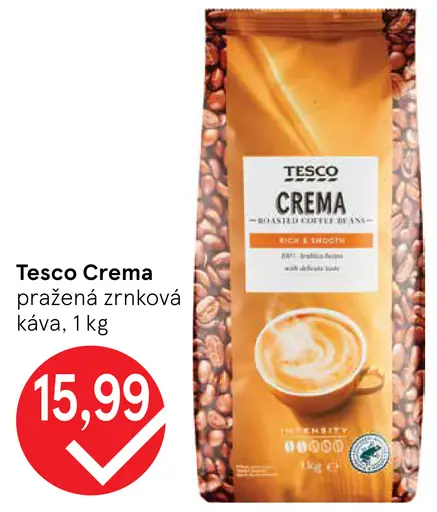 Tesco Crema pražená zrnková káva