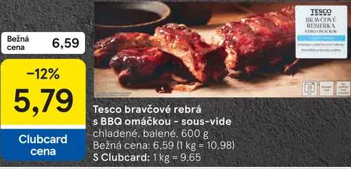 Tesco bravčové rebrá s BBQ omáčkou