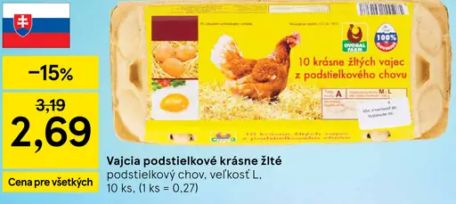Vajcia podstielkové krásne žlté
