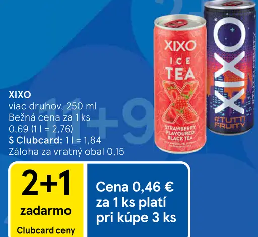 Xixo ľadový čaj a nealkoholický nápoj rôzne druhy