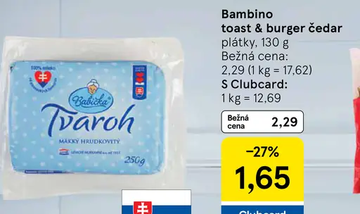 Bambino toast & burger čedar plátky