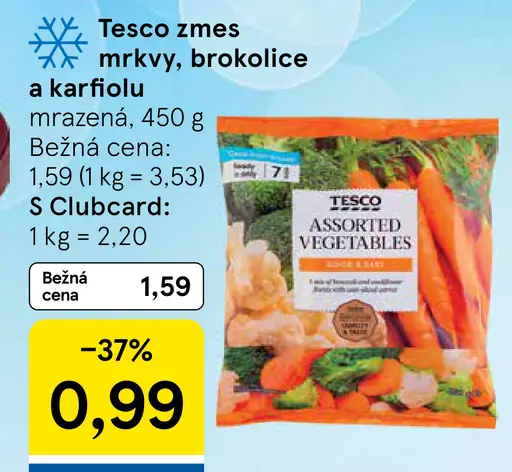 Tesco zmes mrkvy, brokolice a karfiol