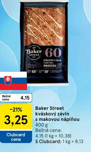 Baker Street Kváskový závin s náplňou makovou