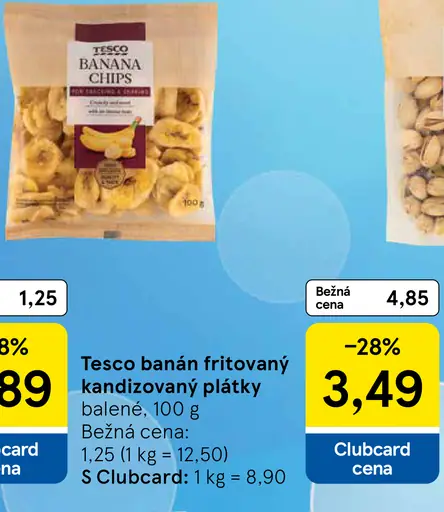 Tesco banán fritovaný kandizovaný plátky